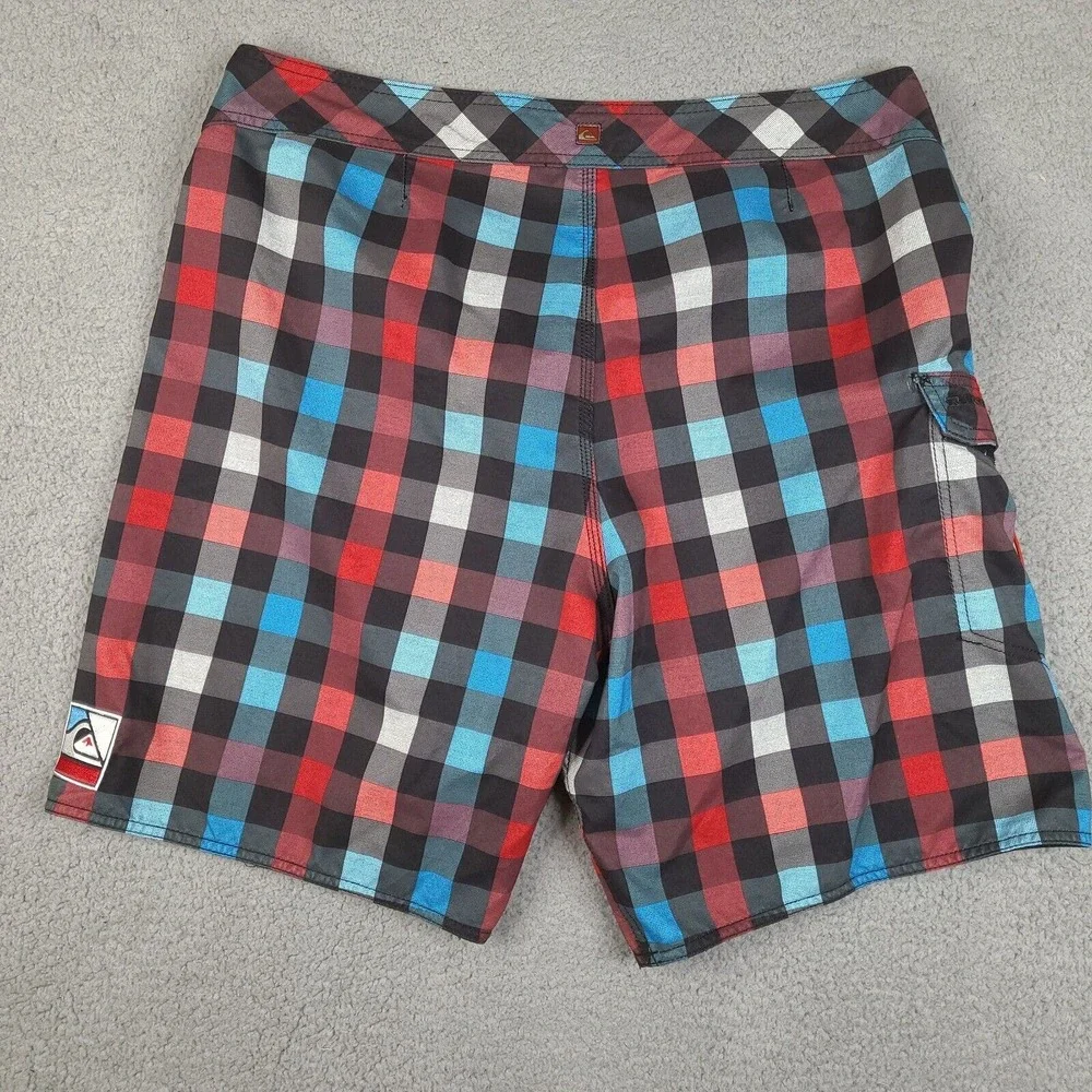 Quiksilver Board‎ Shorts Mens 40 Multicolor Plaid Check Swim Trunks Beach
